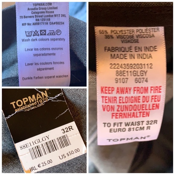 Topman Slim Fit gray slacks dress work suit pant - Picture 6 of 8